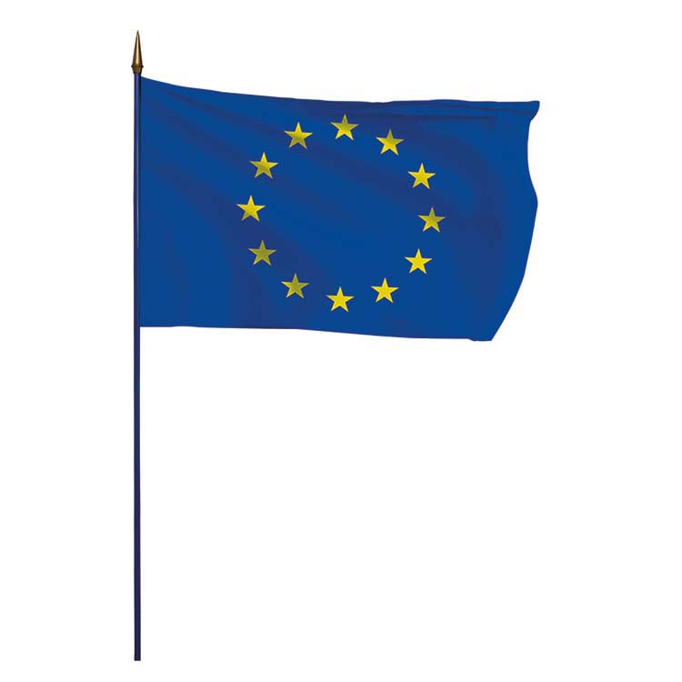 Drapeau. 60x90  Europe hampe bleue